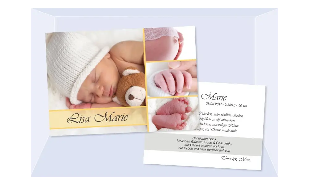 Babykarte Geburt "Mosaik" 10 x 15 cm zweiseitig