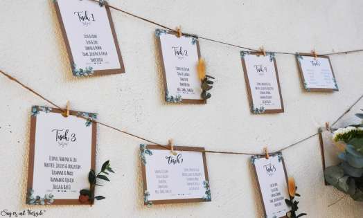 Sitzplan Hochzeit Vintage Kraftpapier Eukalyptus