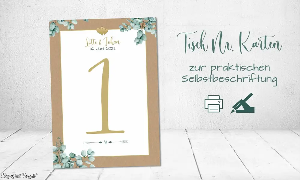 Sitzplan Hochzeit - Vintage Kraftpapier Eukalyptus ❤