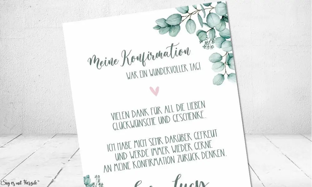 Dankeskarte Konfirmation Kommunion Jugendweihe Eukalyptus Postkarte