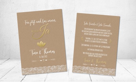 Einladungskarten Hochzeit Kraftpapier