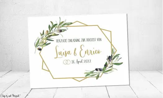 Einladungskarten Hochzeit Olive