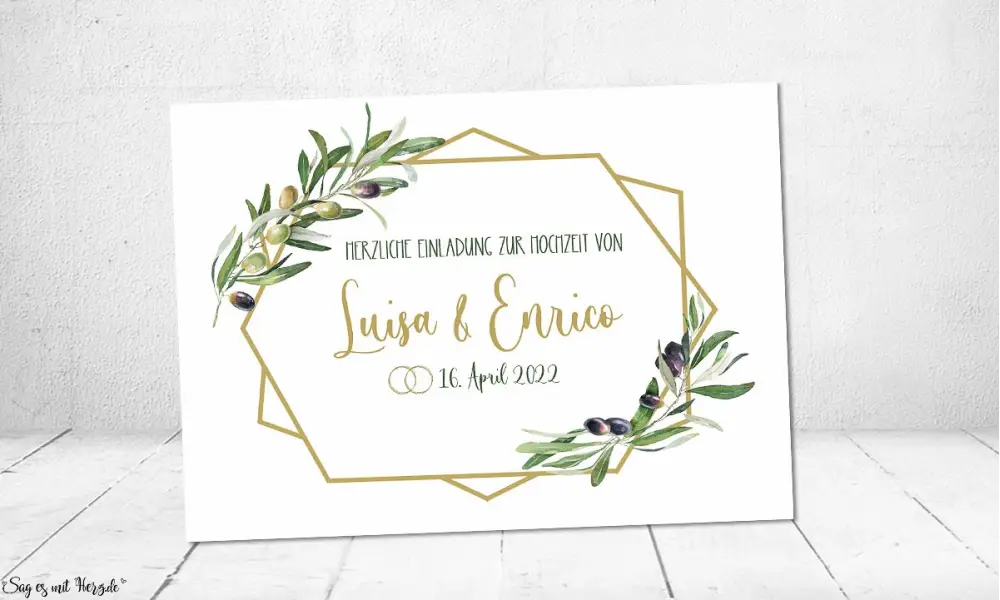 Einladungskarten Hochzeit Olive