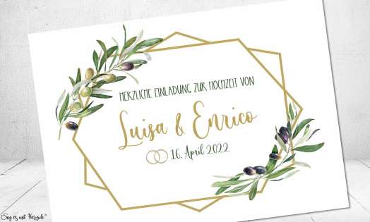 Einladungskarten Hochzeit Olive