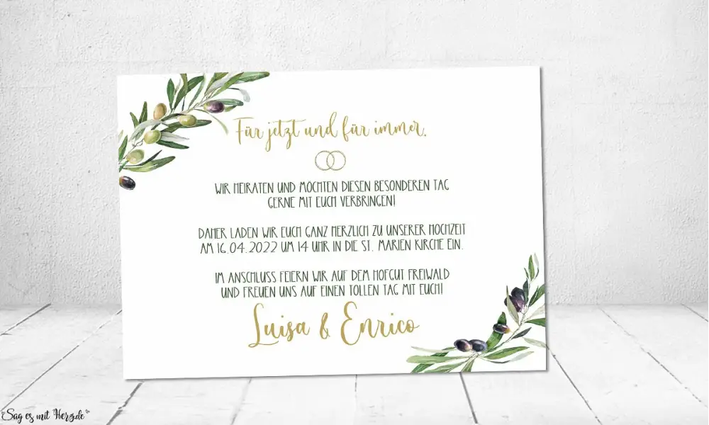 Einladungskarten Hochzeit Olive