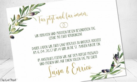 Einladungskarten Hochzeit Olive