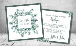 Einladungskarten Boho Hochzeit quadratisch mit Eukalyptus