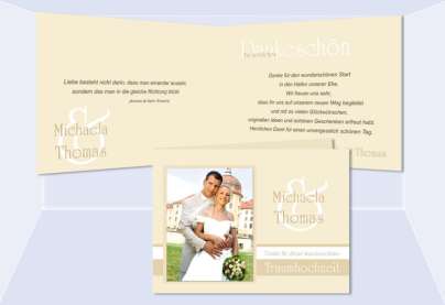 Dankeskarte Hochzeit "Edelweiß", Klappkarte A6, creme