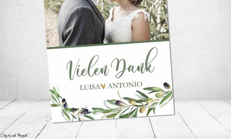 Dankeskarten Hochzeit Oliven