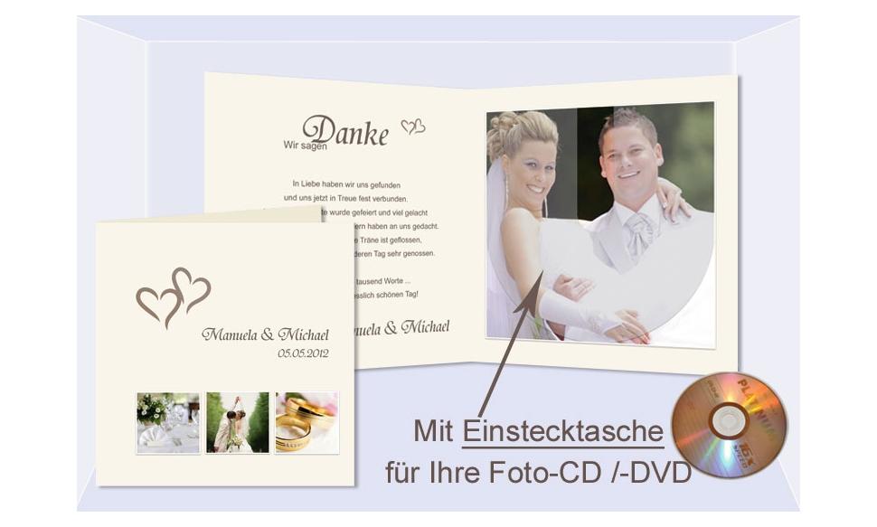 Danksagungskarte Hochzeit XXL mit Foto CD / DVD Einstecktasche
