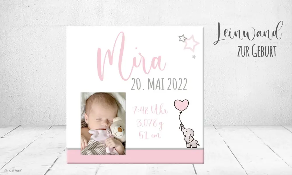 Leinwand mit Geburtsdaten Geschenk Baby