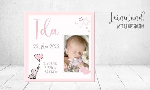 Leinwand mit Geburtsdaten Geschenk Baby