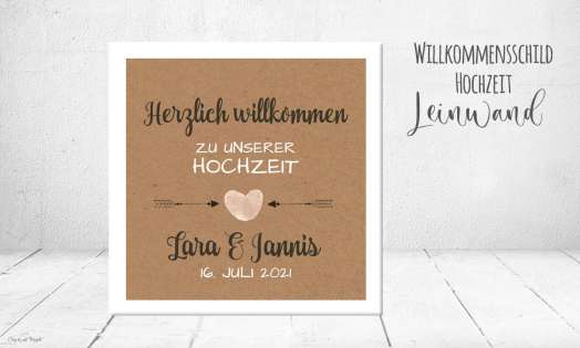 Willkommensschild Hochzeit Leinwand Vintage