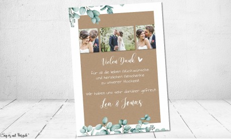 Dankeschön Karte Hochzeit Kraftpapier Eukalyptus