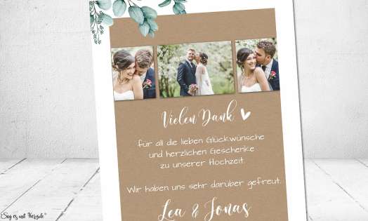 Dankeschön Karte Hochzeit Kraftpapier Eukalyptus