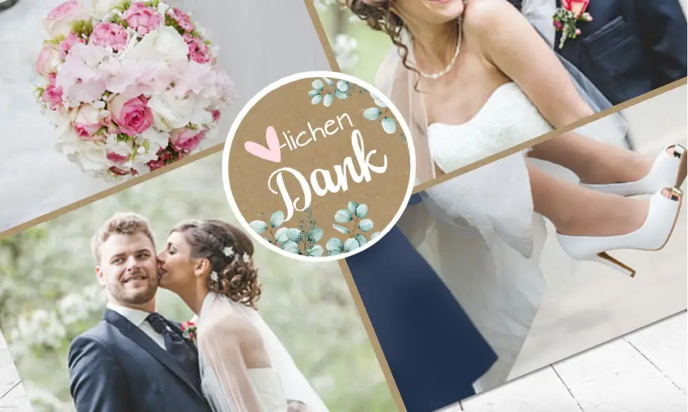 Dankeskarten Vintage Hochzeit Postkarte mit Foto