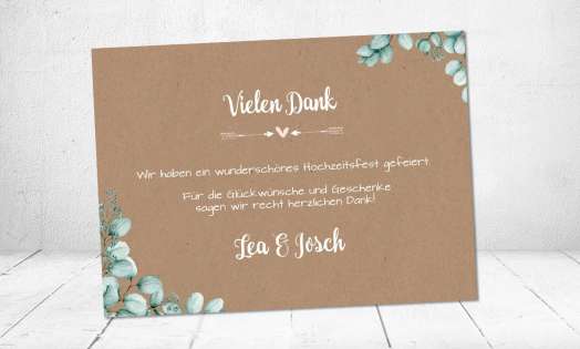 Dankeskarten Vintage Hochzeit Postkarte mit Foto