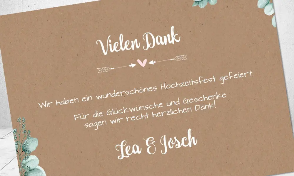 Dankeskarten Vintage Hochzeit Postkarte mit Foto