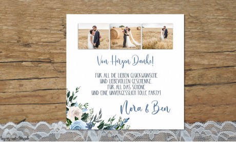 Danksagungskarten Boho Hochzeit quadratisch Collage
