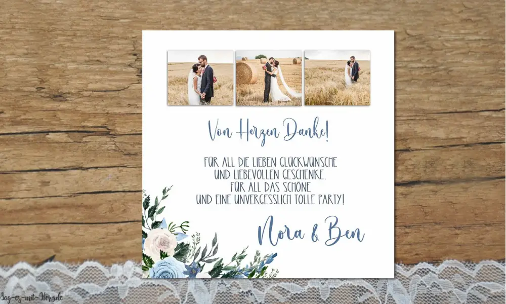 Danksagungskarten Boho Hochzeit quadratisch Collage