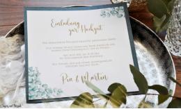 Einladungskarten Hochzeit Greenery Eukalyptus quadratisch