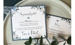 Einladungskarten Hochzeit quadratisch Blumen Vintage blau floral
