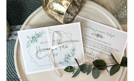 Einladungskarten Hochzeit Boho Soft green