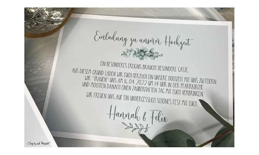 Einladungskarten Hochzeit Boho Soft green