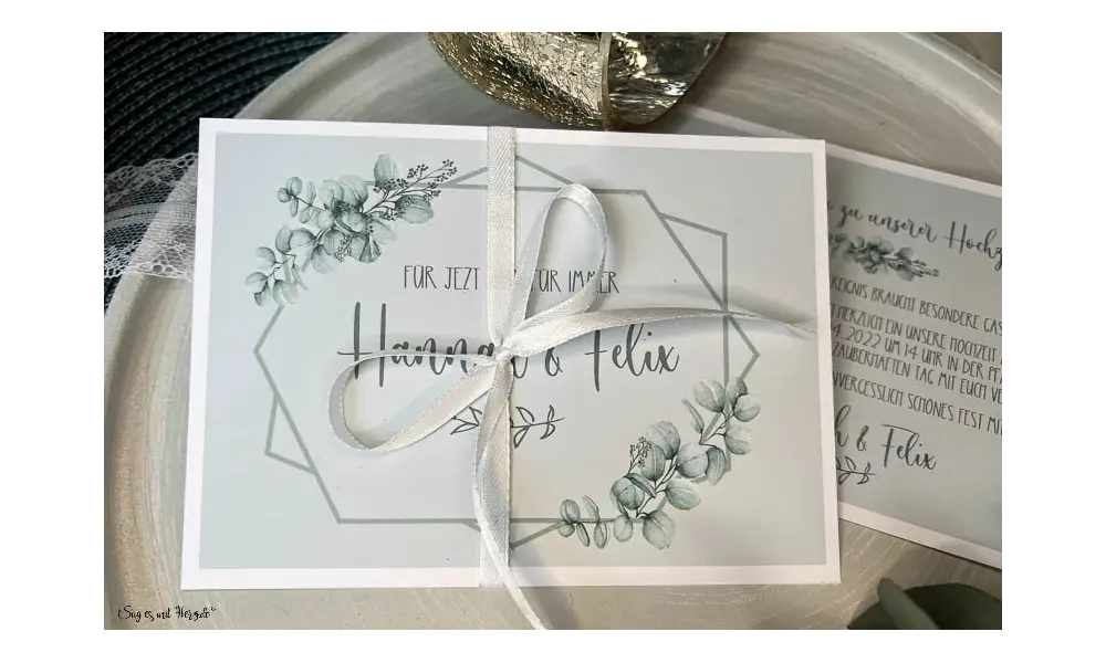 Einladungskarten Hochzeit Boho Soft green