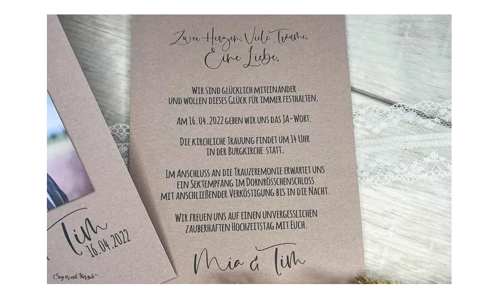 Einladungskarten Hochzeit Kraftpapier mit Foto
