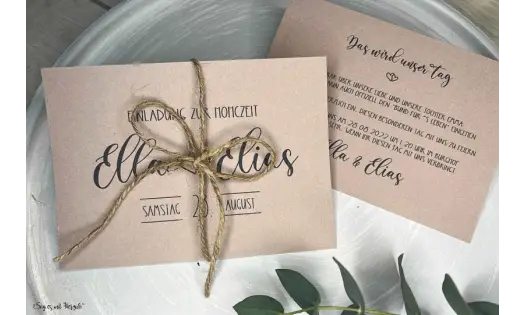 Einladung Hochzeit natürlich Kraftpapier