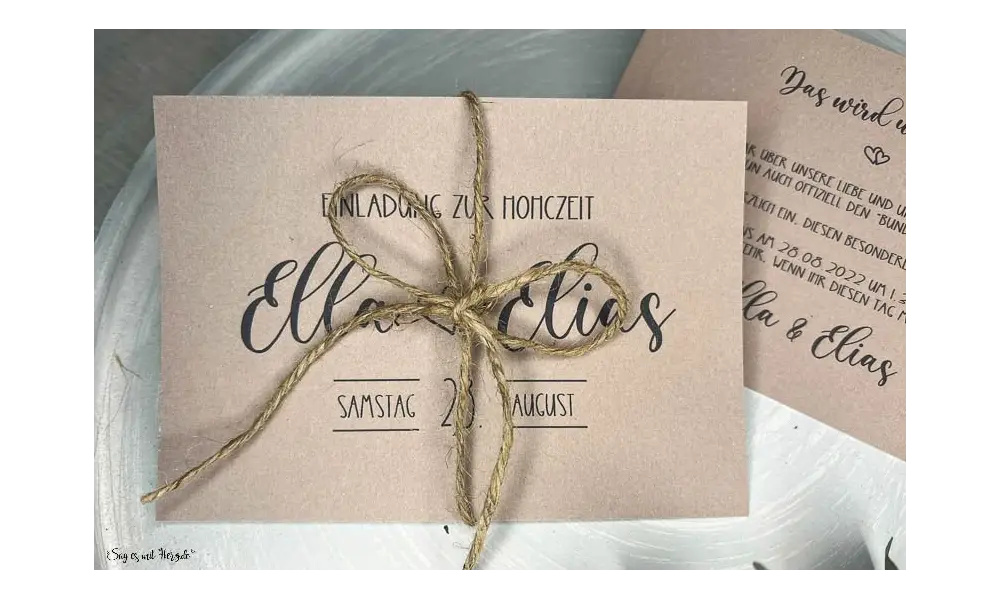 Einladung Hochzeit natürlich Kraftpapier