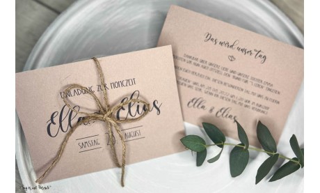 Einladung Hochzeit natürlich Kraftpapier