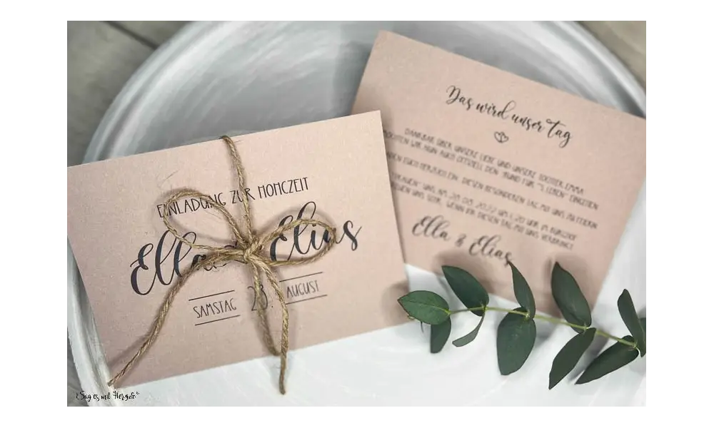 Einladung Hochzeit natürlich Kraftpapier