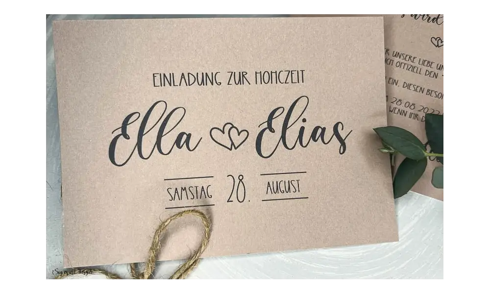 Einladung Hochzeit natürlich Kraftpapier