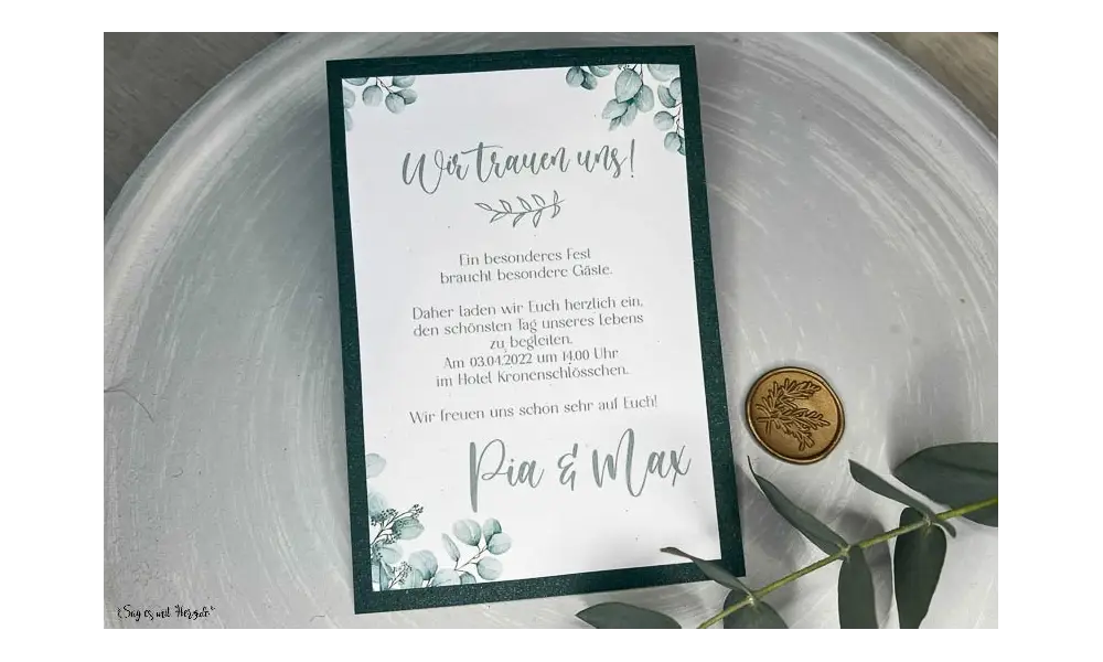 Freie Trauung Einladungskarten Boho Eukalyptus Hochzeit