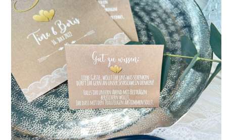 Einladungskarten Hochzeit Leinenstrukturpapier in Kraftpapier-Optik Kraftpapier