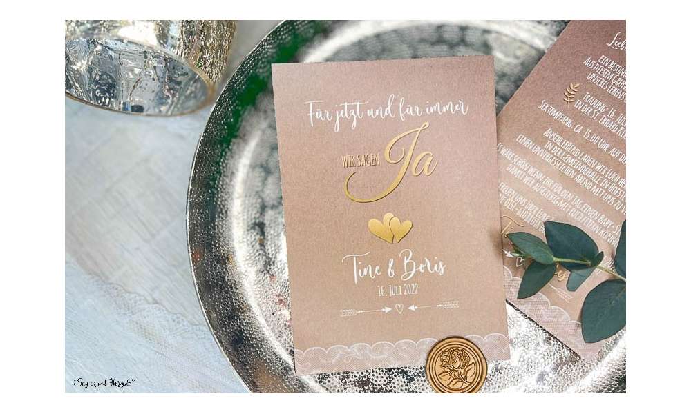 Einladungskarten Hochzeit Naturpapier Kraftpapier