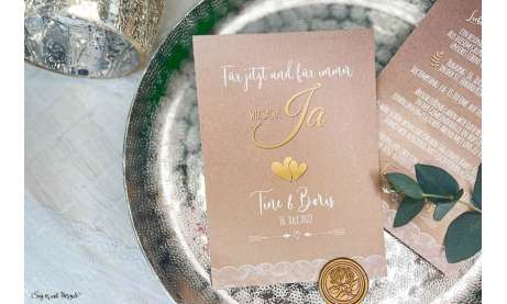 Einladungskarten Hochzeit Leinenstrukturpapier in Kraftpapier-Optik Kraftpapier