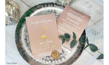 Einladungskarten Hochzeit Leinenstrukturpapier in Kraftpapier-Optik Kraftpapier