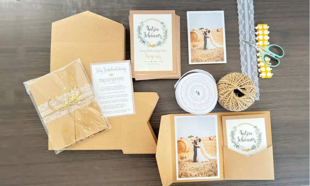 Pocketfold Einladung Hochzeit selbst basteln