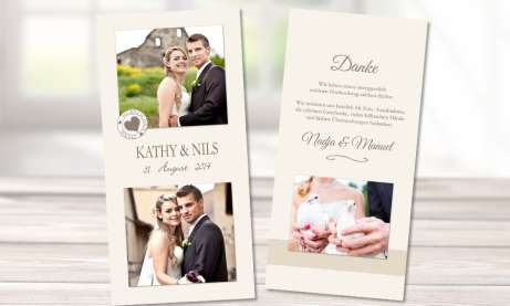 Danksagungskarte Hochzeit Collage, creme
