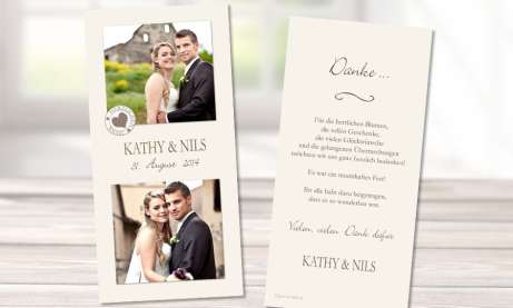 Danksagungskarte Hochzeit Collage, creme