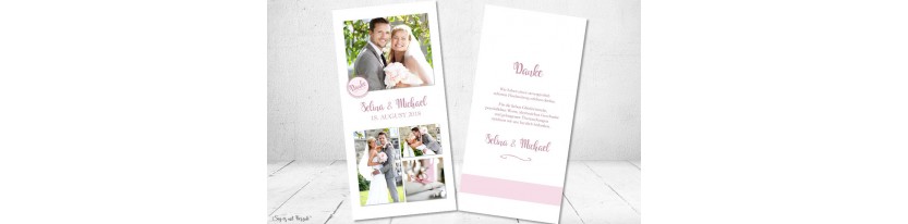 Danksagungskarte, Karte Hochzeit, rosa weiß