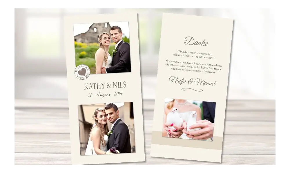 Danksagungskarte, Karte Hochzeit, "Shabby Stil"
