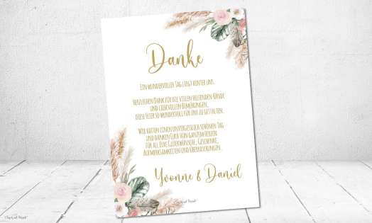 Danksagung Hochzeit Boho