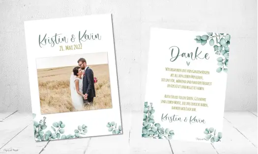 Danksagungskarte Hochzeit Greenery