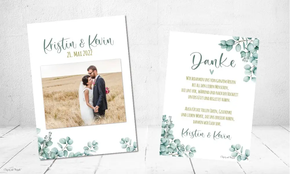 Danksagungskarte Hochzeit Greenery