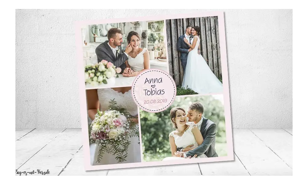 Danksagung Hochzeit rosa blau