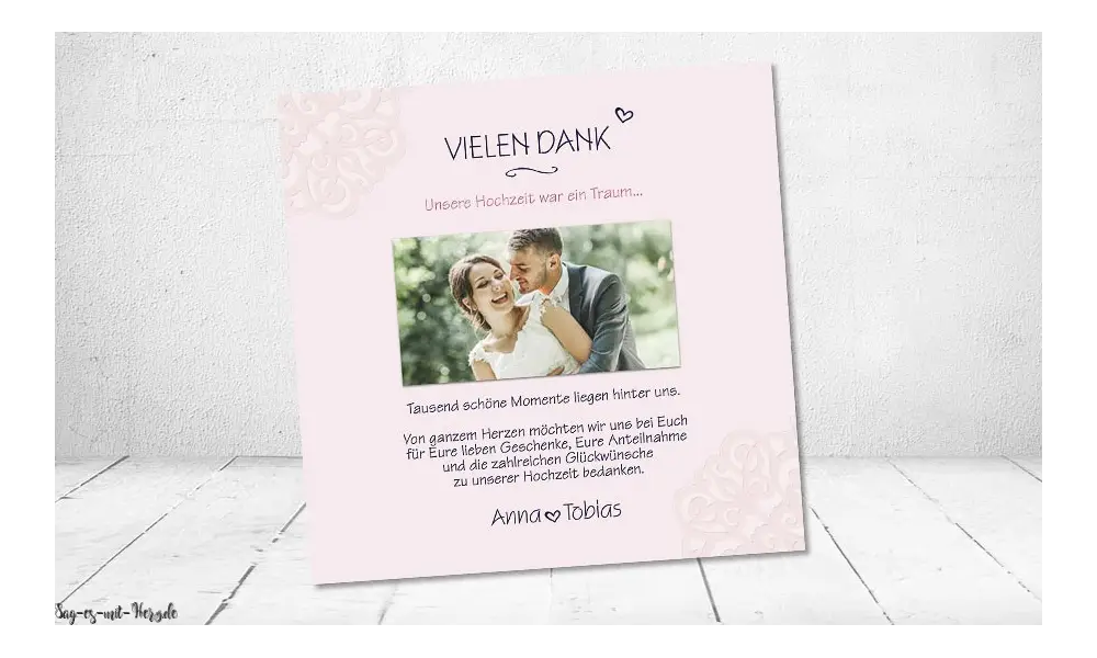 Danksagung Hochzeit rosa blau